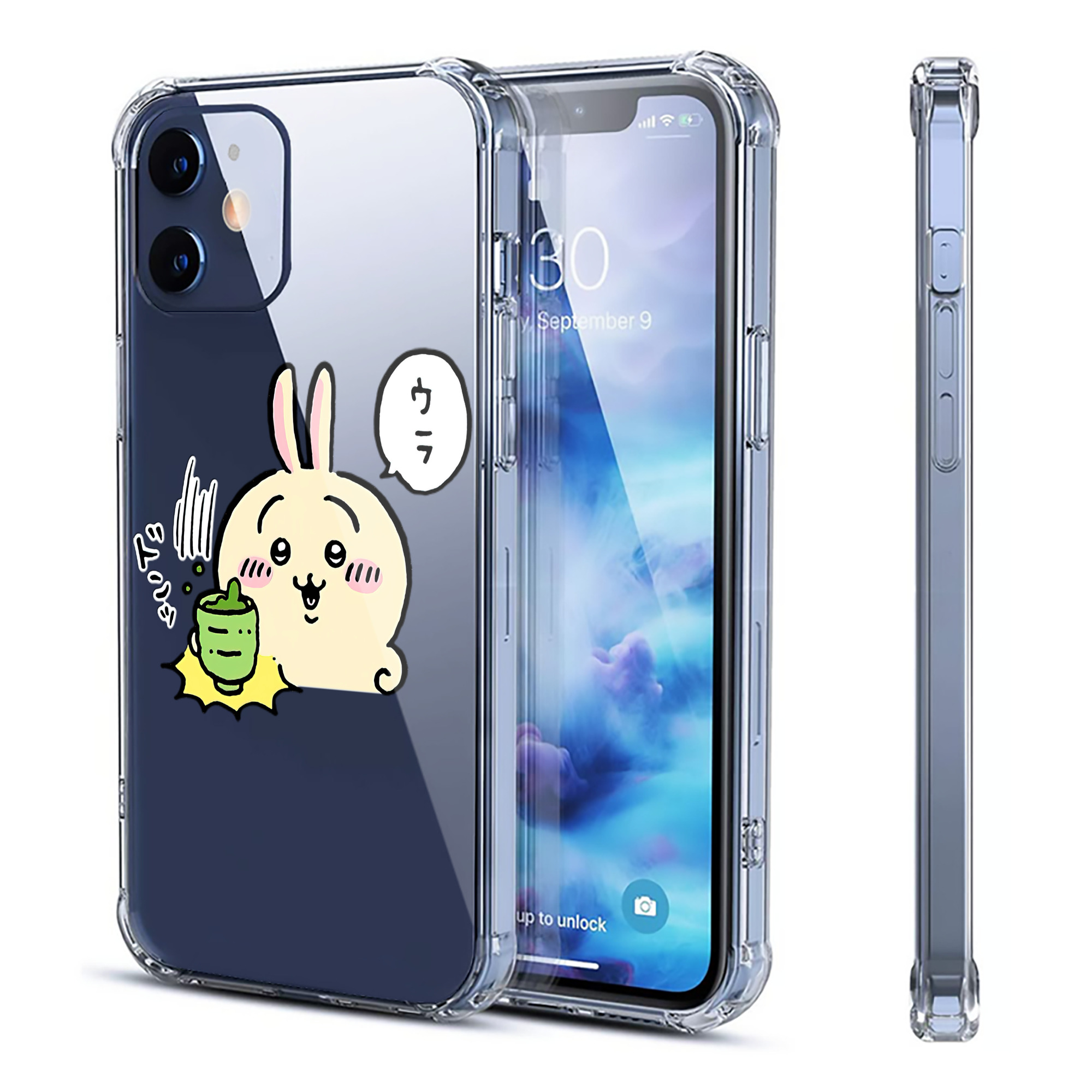 （画像用） ちいかわ うさぎ Chii-kawa usagi 【iPhone 12シリーズ対応】透明スマホケース（クリアソフトケース）